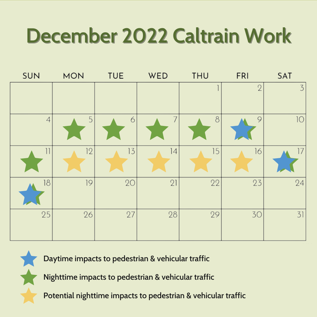 Schedule of upcoming caltrain work